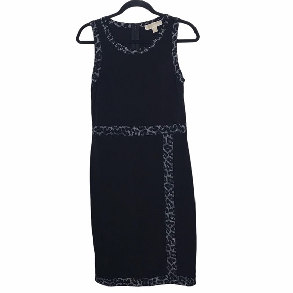Michael Michael Kors Black Leopard Trim Dress - Picture 1 of 10